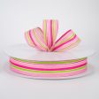 1.5  Variating Stripe Ribbon: Pink, Lime, Fuchsia (50 Yards) Sale