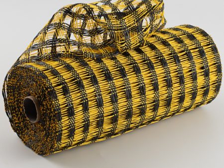 10  Poly Burlap Check Mesh: Black & Yellow For Discount