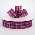 1.5  Stitched Check Ribbon: Red & Blue (50 Yards) Fashion