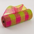 10  Fabric Mesh: Lime & Fuchsia Plaid Online now