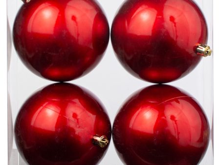 100MM Pearl Ball Ornament: Red (Set of 4) Supply