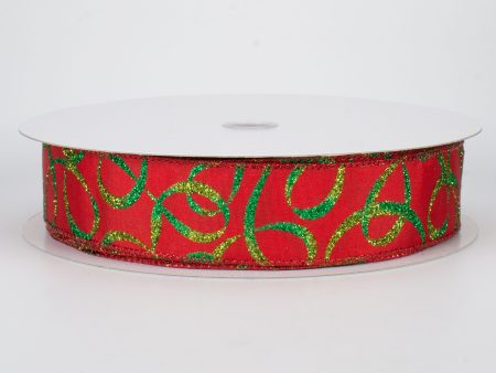 1.5  Ombré Glitter Christmas Swirls Ribbon (50 Yards) Supply