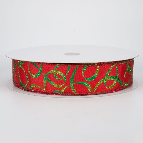 1.5  Ombré Glitter Christmas Swirls Ribbon (50 Yards) Supply