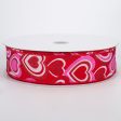 1.5  Pink, Red, White Hearts Ribbon (50 Yards) Online Sale