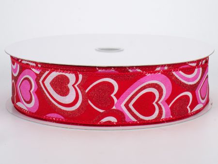 1.5  Pink, Red, White Hearts Ribbon (50 Yards) Online Sale