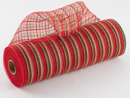 10  Poly Jute Deco Mesh: Red Moss Green Natural For Cheap