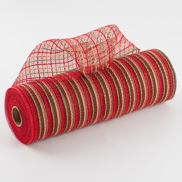 10  Poly Jute Deco Mesh: Red Moss Green Natural For Cheap