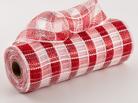 10  Metallic Check Mesh: Red & White (10 Yards) Fashion