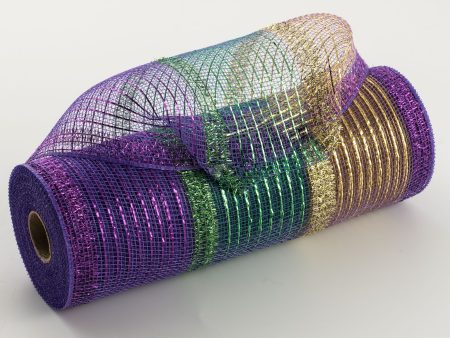 10  Poly Deco Tinsel Mesh: Mardi Gras Stripe Hot on Sale