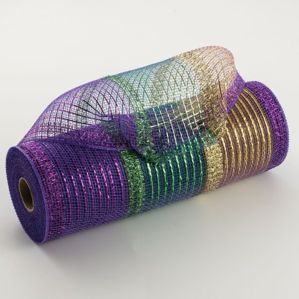 10  Poly Deco Tinsel Mesh: Mardi Gras Stripe Hot on Sale