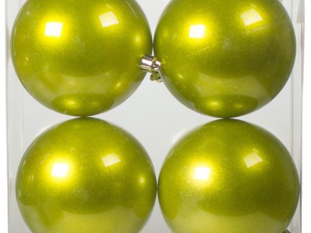 100MM Pearl Ball Ornament: Apple Green (Set of 4) For Discount