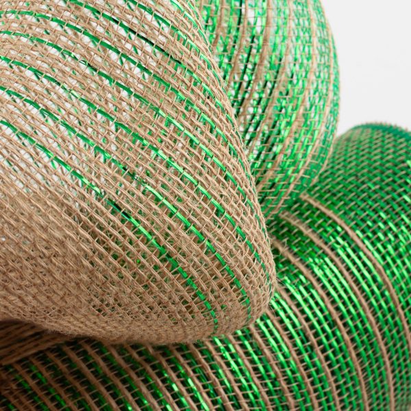 10  Jute Poly Mesh: Emerald Green Foil Ombré Discount