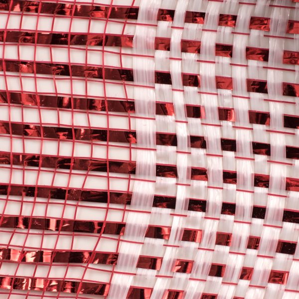 10  Poly Deco Mesh: Deluxe Wide Stripe Red White For Cheap