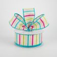 1.5  Bali Stripes Ribbon: Turquoise, Lime, Fuchsia, Natural (10 Yards) Online Hot Sale