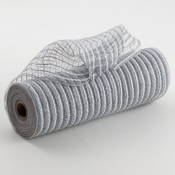 10  Fabric Stripe Mesh: Grey & White For Discount