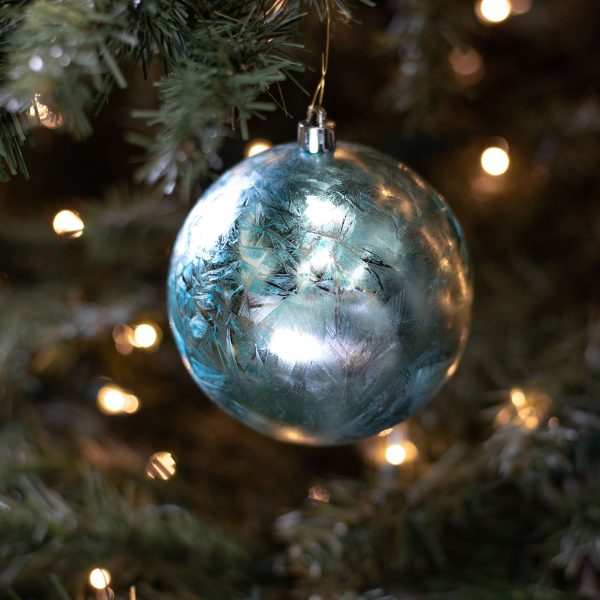 100MM Cracked Ice Ball Ornament: Blue (Box of 4) Hot on Sale