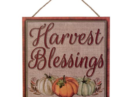 10  Square Wooden Sign: Harvest Blessings Pumpkins For Cheap