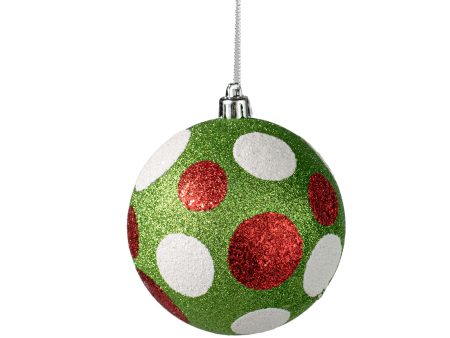 100MM Glitter Dot Ball Ornament: Lime, Red, White Online Hot Sale