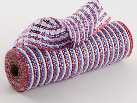 10  All Foil Thin Stripes Mesh: Red, White, Blue Hot on Sale