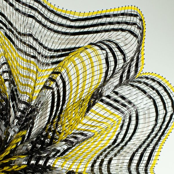 10  Fabric Bold Stripe Mesh: Yellow, Black, White Discount