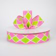 1.5  Harlequin Diamond Ribbon: Pink & Green (50 Yards) Sale