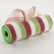 10  Small Stripe Fabric Mesh: Red, Lime, White on Sale