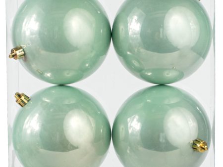 100MM Pearl Ball Ornament: Mint (Set of 4) Fashion