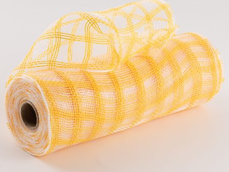 10  Poly Jute Deco Mesh: Yellow & Clear Check For Sale