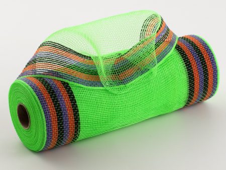 10  Border Stripe Mesh: Lime, Purple, Orange, Black For Sale