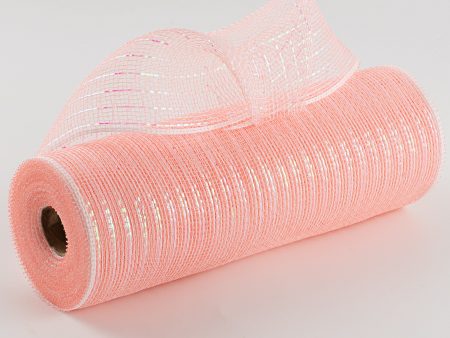 10  Iridescent Foil Mesh: Pastel Coral & White For Discount