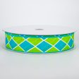 1.5  Harlequin Diamond Ribbon: Teal & Lime (50 Yards) Supply