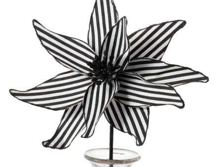 12  Canvas Stripe Poinsettia Pick: Black & White Online Sale