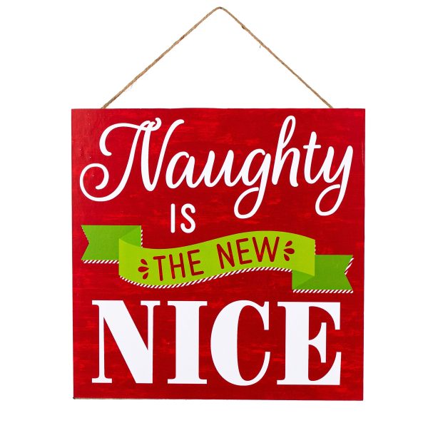 10  Square Wooden Sign: Naughty Is The New Nice Cheap