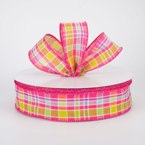 1.5  Spring Plaid Ribbon: Fuchsia Multi (50 Yards) Online now