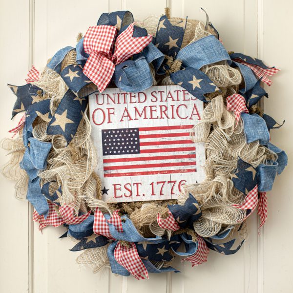 10  Square Wooden Sign: United States of America Flag Online