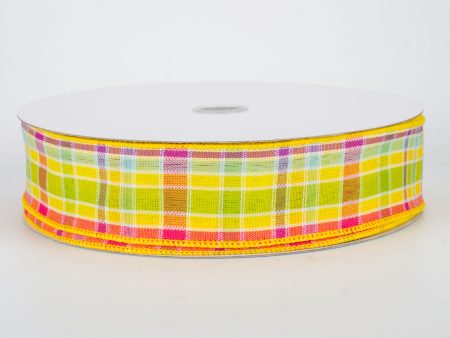 1.5  Spring Plaid Ribbon: Yellow Multi (50 Yards) Discount