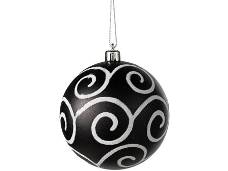 100MM Glitter Scroll Swirl Ball: Matte Black & White Supply