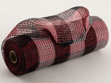 10  Fabric Mesh: Black, Red, White Plaid Online Sale