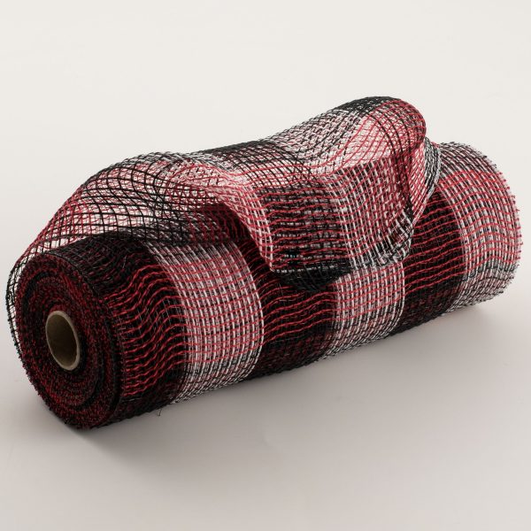 10  Fabric Mesh: Black, Red, White Plaid Online Sale