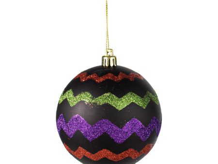 100MM Chevron Ball Ornament: Halloween For Discount