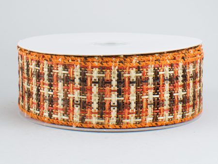 1.5  Textured Woven Plaid Fall Ribbon (10 Yards) on Sale