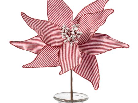 12  Jolly Stripe Poinsettia Pick: Red & White For Sale