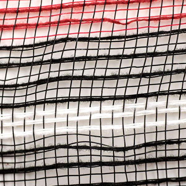 10  Bold Stripe Fabric Mesh: Red, Black, White Discount