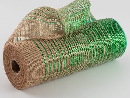 10  Jute Poly Mesh: Emerald Green Foil Ombré Discount