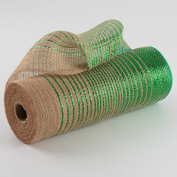 10  Jute Poly Mesh: Emerald Green Foil Ombré Discount