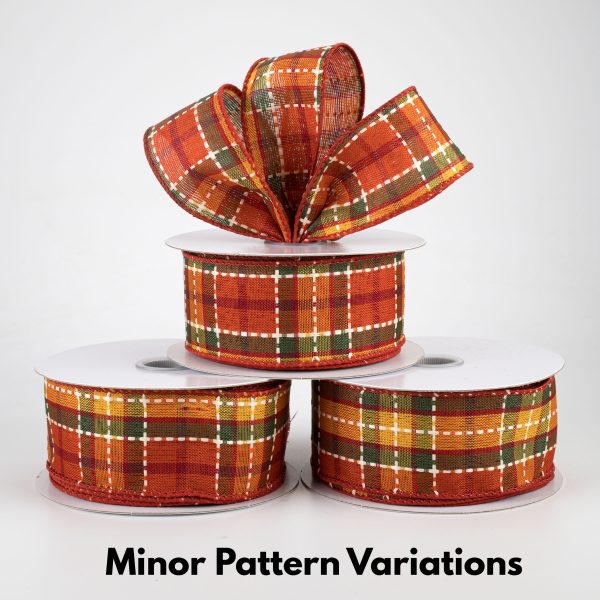 1.5  Woven Dashed Line Fall Plaid Ribbon (10 Yards) Online