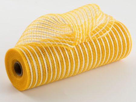 10  Fabric Stripe Mesh: Sunflower & White Online Sale