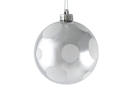 100MM Polka Dot Ball Ornament: Silver & White on Sale