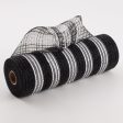 10  Metallic Stripe Fabric Mesh: Black & White For Discount