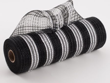 10  Metallic Stripe Fabric Mesh: Black & White For Discount